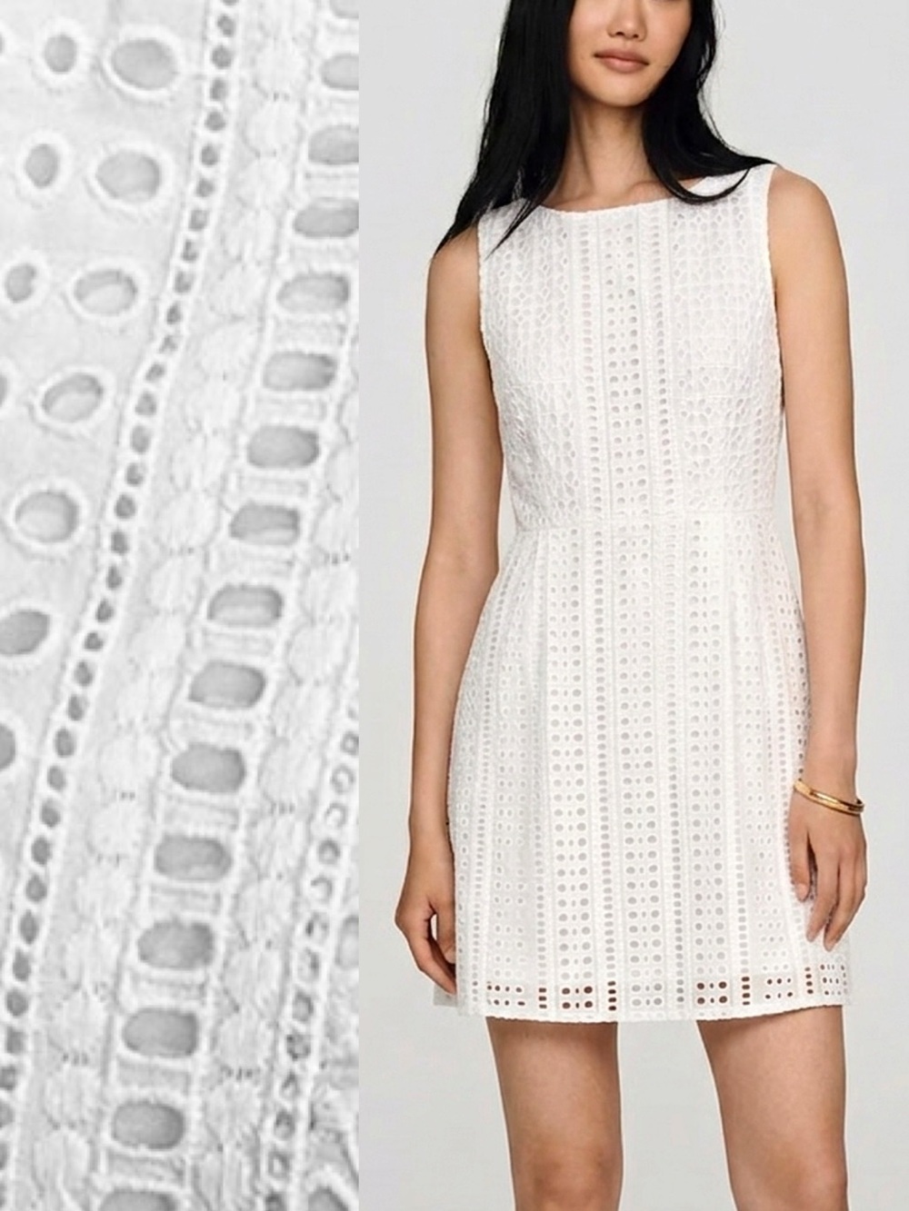 Madewell White Eyelet Embroidered Dress Size 4 Cotton Sleeveless Sheath Pockets
